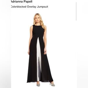 Adrianna Papell Black and Ivory Colorblock Maxi Dress
